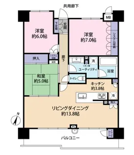 ユニハイムエクシア東灘森北町【2号室】の間取り