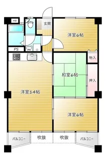 多聞台パークシャトー【5階】の間取り