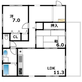 パルコート八木【201号室】の間取り