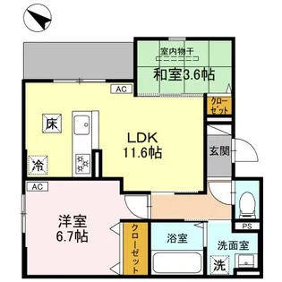 ヴェルデ天城【1階】の間取り