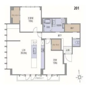 芦屋山手町レジデンス【2階】の間取り