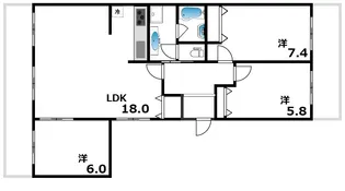 東灘スカイハイツ【4階】の間取り