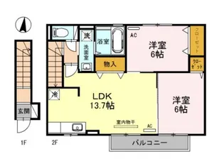 ヴァンドミール流田【202号室】の間取り