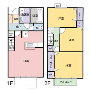 兵庫県明石市和坂2丁目【テラスハウス】の間取り