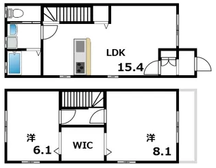 兵庫県芦屋市三条南町【テラスハウス】の間取り