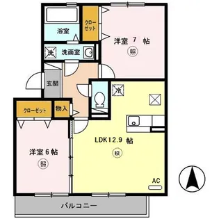 2LDKの間取り画像