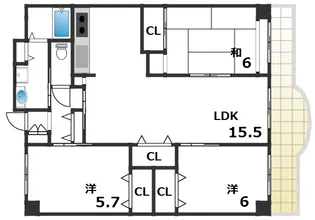 ハイツレインボー塩屋【2階】の間取り