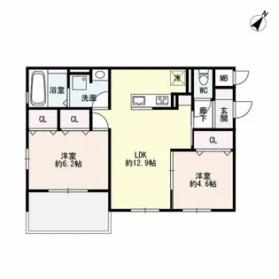 ブル・マリーノ衣掛【1階】の間取り