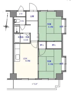 アビタシオン中崎【4階】の間取り