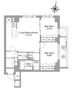 ミレーネ神戸住吉本町【3階】の間取り