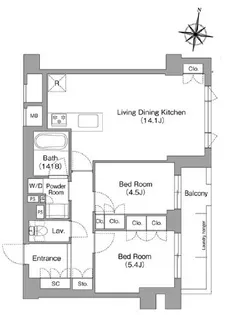 ミレーネ神戸住吉本町【1階】の間取り