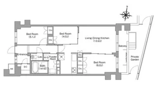ミレーネ神戸住吉本町【1階】の間取り