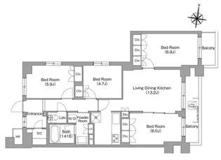 ミレーネ神戸住吉本町【3階】の間取り