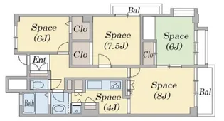 エルタウン学園2 102号棟【6階】の間取り