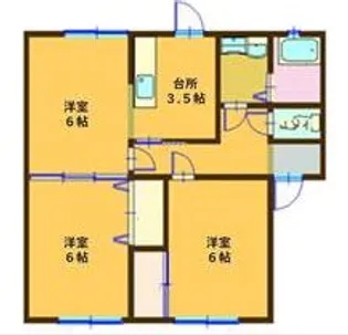 プランドールMITANI【E101号室】の間取り