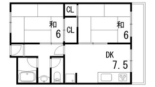 西芦屋グリーンハウス【4階】の間取り
