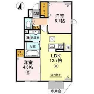 リヴェールコート名谷【102号室】の間取り