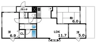 ワコーレファラオ本山【6階】の間取り