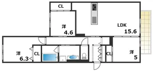 ラルーシュ【301号室】の間取り