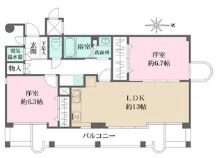 チェリービュウ芦屋川【3階】の間取り