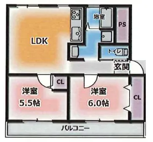 高津橋農住団地A棟【5階】の間取り