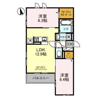 アベニール中道【202号室】の間取り