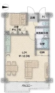 魚崎レックスマンション壱号棟【2階】の間取り