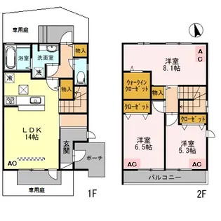 テラスアジュールB棟【102号室】の間取り