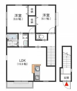 グランディール山手 B【2階】の間取り