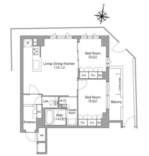 ミレーネ神戸住吉本町【1階】の間取り