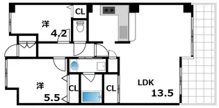 ヴェルドール芦屋【4階】の間取り