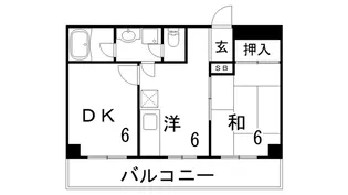 パインコート芦屋【3階】の間取り
