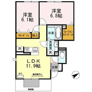 コート・ド・メールⅡ番館B棟【101号室】の間取り