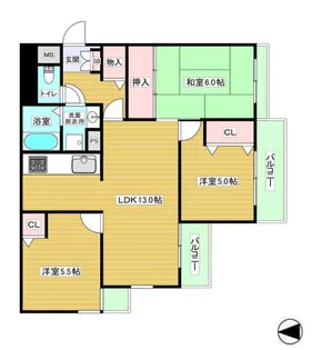 ダイアパレス魚崎【4階】の間取り