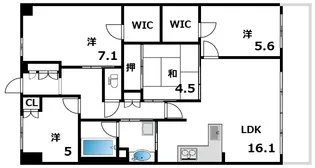 ラフルール本山【13階】の間取り