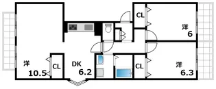 芦屋打出パークマンション【3階】の間取り