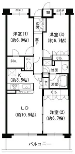 甲子園六石町ハイツ【4階】の間取り