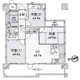 パセオ甲東園【9階】の間取り