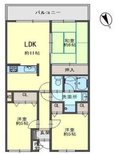 レキオ荒木【4階】の間取り