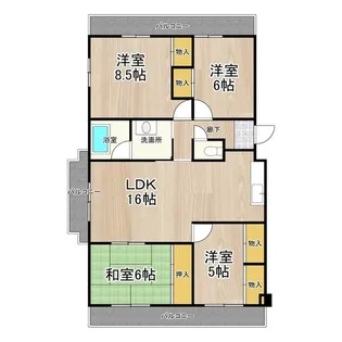 フェルザ西宮(旧 ネオハイツ西宮)【4階】の間取り