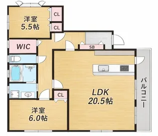 フェリッツ上甲子園【3階】の間取り