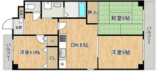 エレガントライフ深江【1階】の間取り