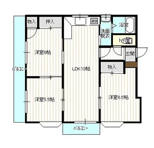 埼玉県熊谷市上之【マンション】の間取り