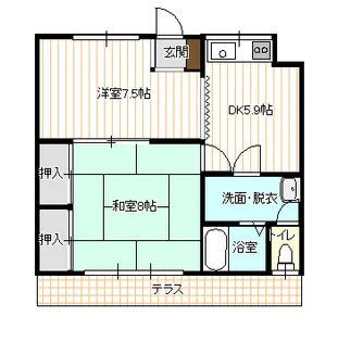スカイコート【101号室】の間取り