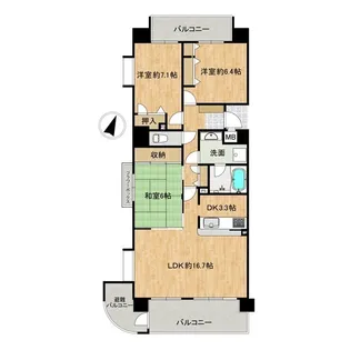 ヴェルビュ練兵町【801号室】の間取り