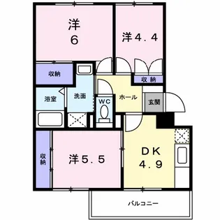 ニューエルディム花水木B【3階】の間取り