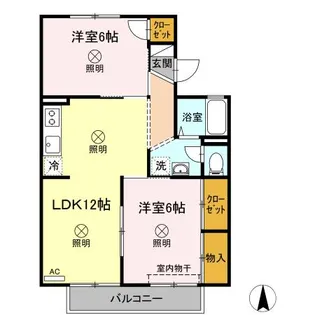 グレースタウン原 B棟【2階】の間取り