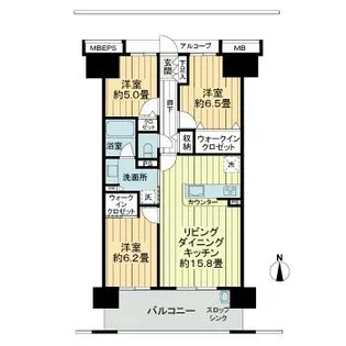 リビンコートプライム奉還町【14階】の間取り