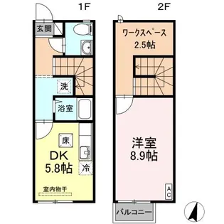 岡山県岡山市南区平福2丁目【テラスハウス】の間取り