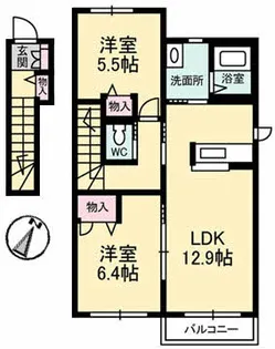 コーポ カノン A棟【2階】の間取り
